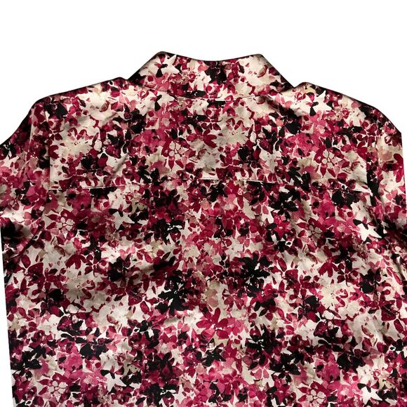 Foxcroft Button Shirt Womens 16W Wrinkle Free 100% Cotton Floral Long Sleeves - Picture 6 of 7